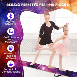 Trave Ginnastica Artistica per Casa 210/240 cm, Trave Pieghevole per Bambini con Maniglia, Base in Legno e Fondo Antiscivolo, Trave di Equilibrio da Pavimento