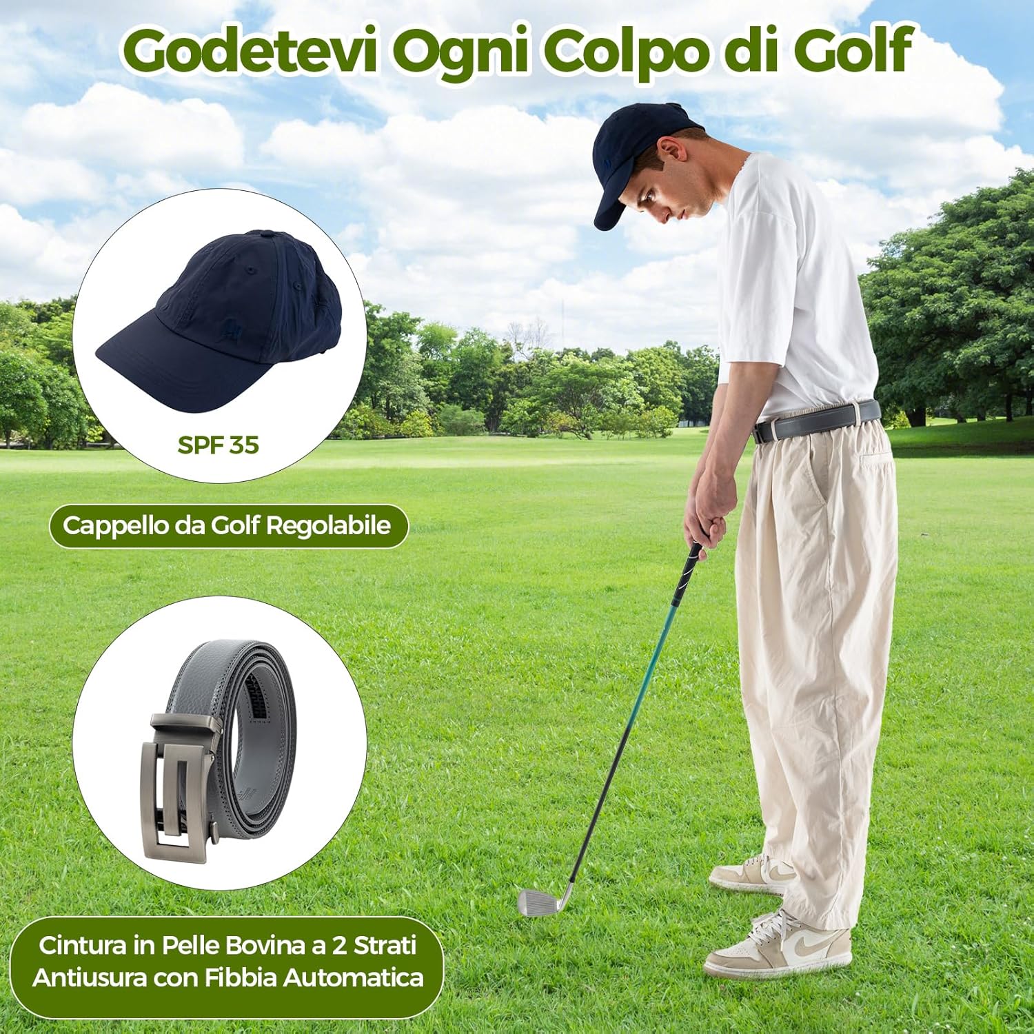 Set Completo da Golf, Tee da Golf, Asciugamano, Cintura da Golf, Cappello da Golf, Attrezzo per Divot, Segnapallina & Borsa Portaoggetti, Scatola Regalo Golf per Uomo e Donna