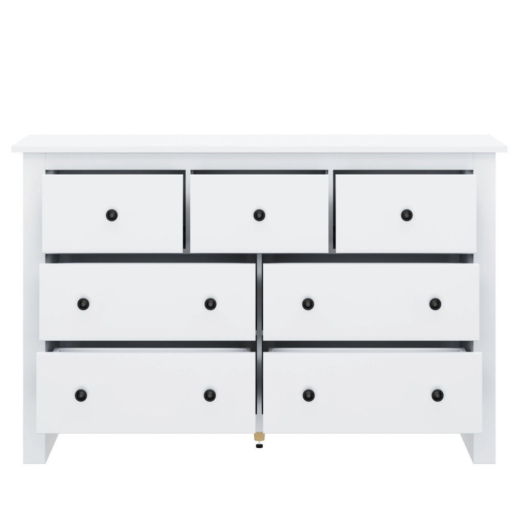 Credenza con 7 cassetti in stile classico francese; 152 cm; in pannello truciolare bianco
