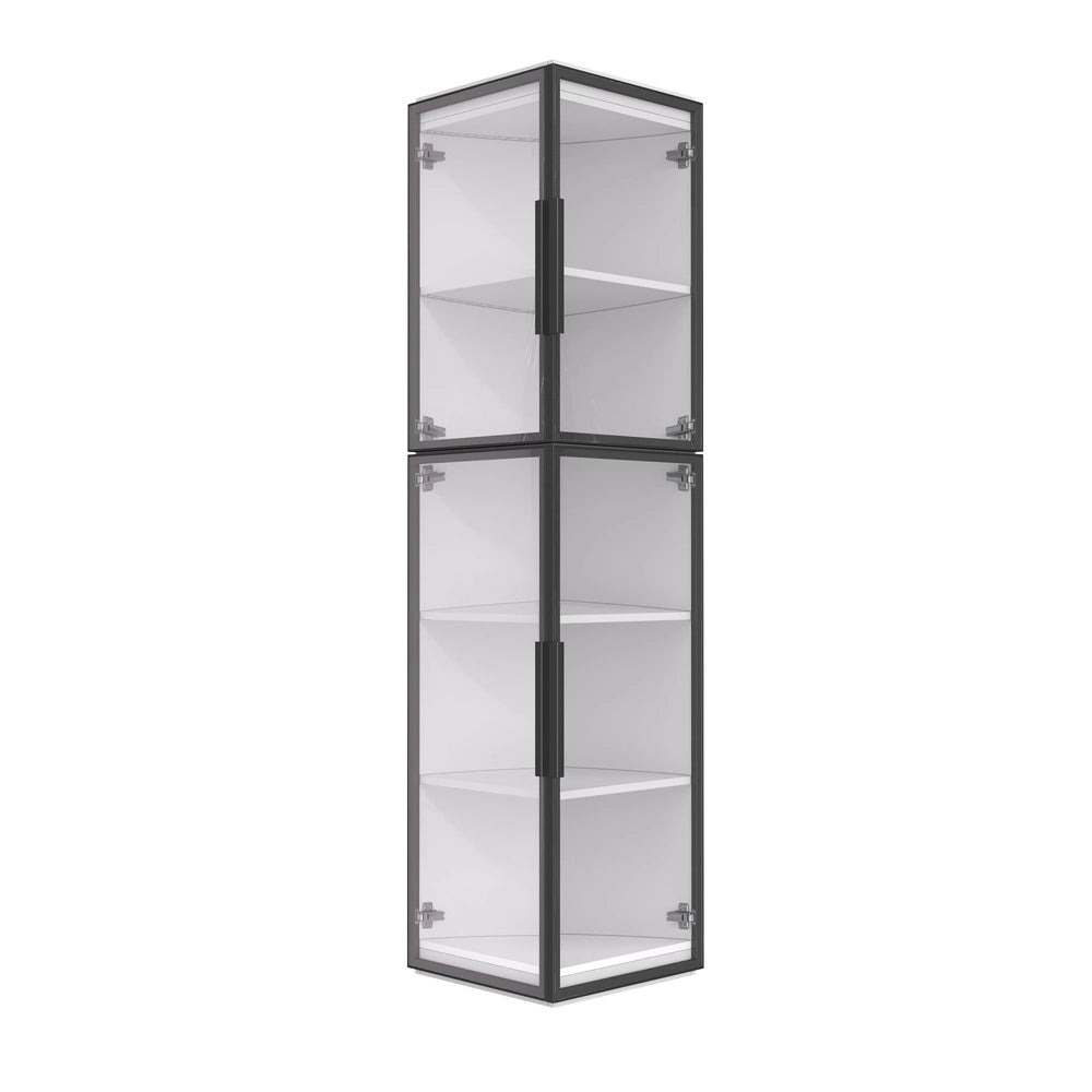 Vetrina alta e stretta con illuminazione LED - Zephmum - 170 cm, 5 ripiani, doppie porte in acrilico trasparente