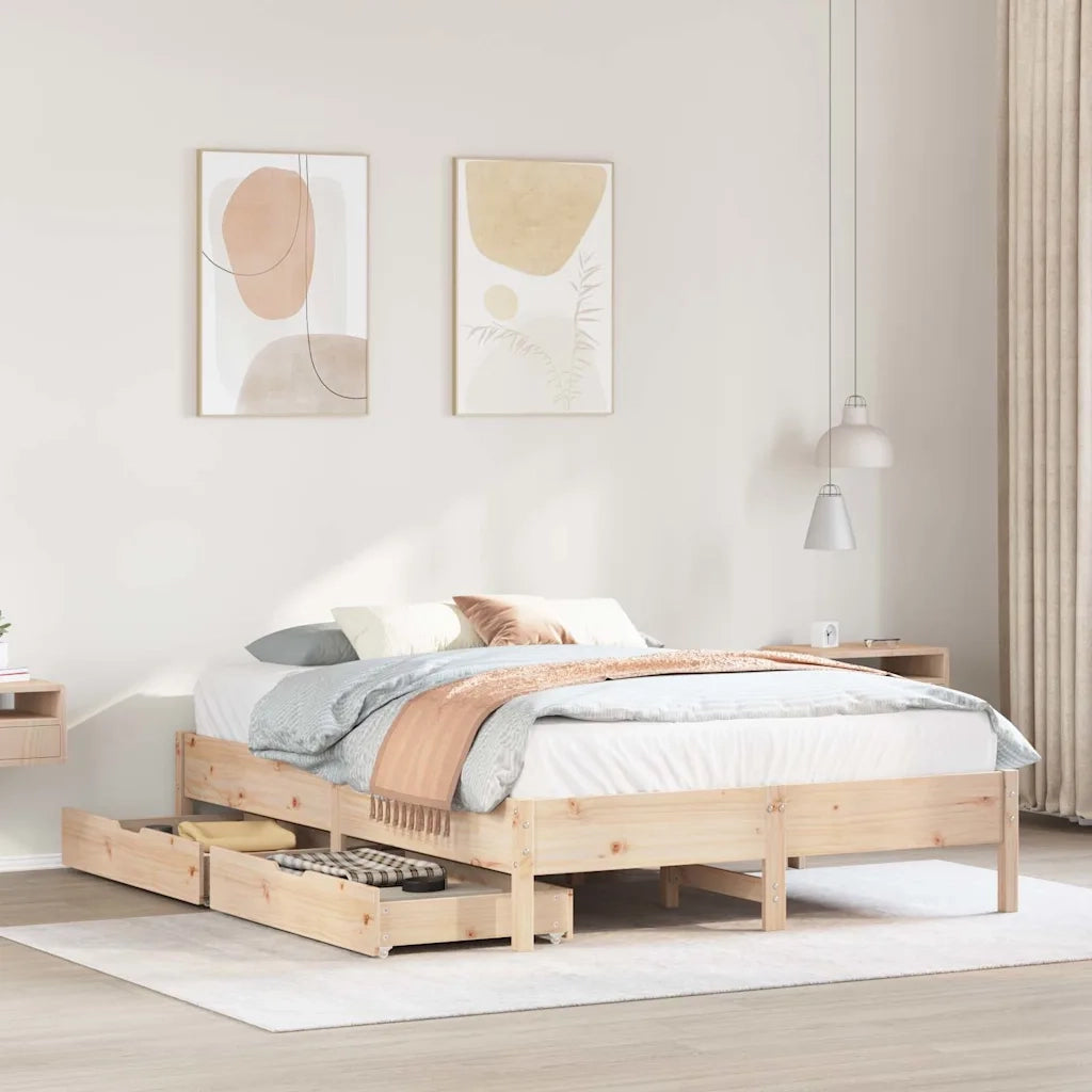 Letto matrimoniale | Letto per adulti | Letto senza Materasso 135x190 cm in Legno Massello di Pino