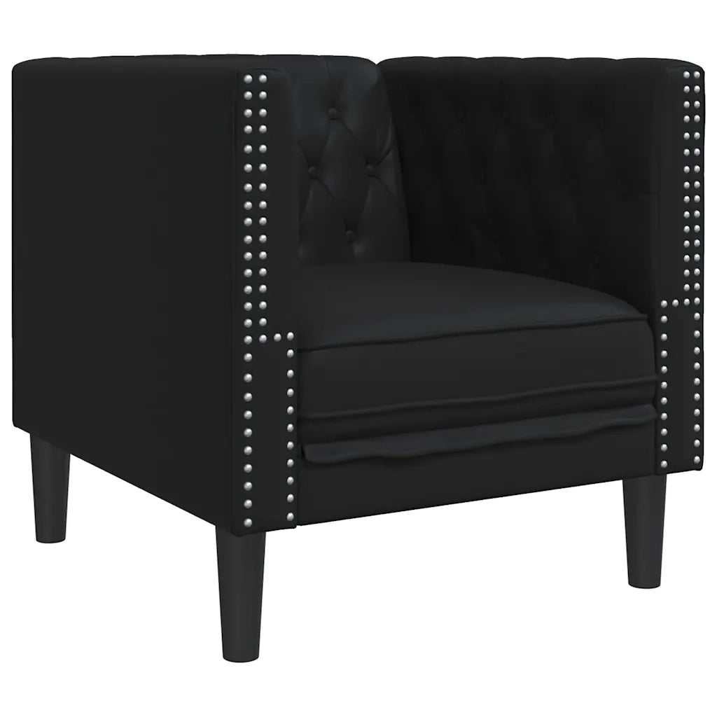 Set Divani Chesterfield 3pz Nero in Similpelle 3209267