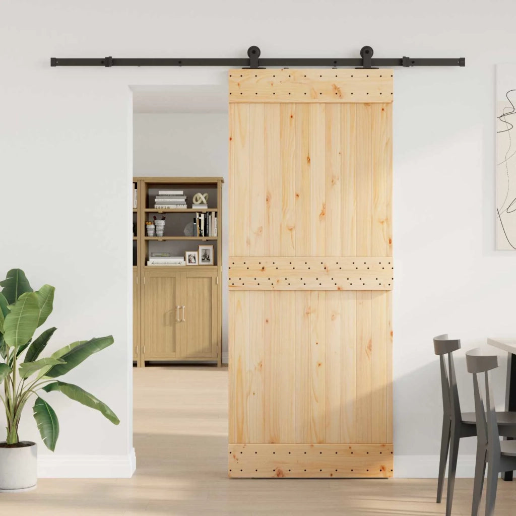 Porta scorrevole NARVIK 85 x 210 cm (213,5 cm) Naturale e Nero 3445271