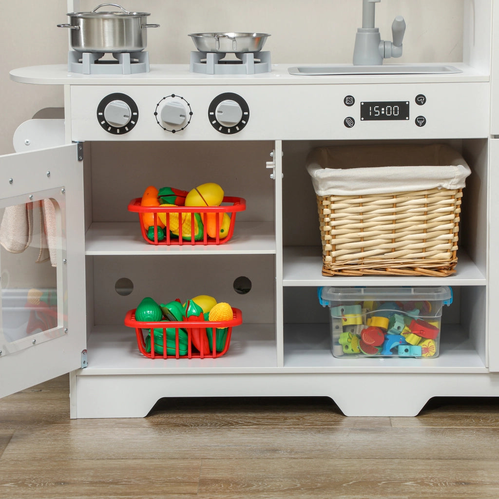 Cucina Giocattolo in Legno per Bambini con Accessori Bianco ¨C zephmum ¨C 80x40x100