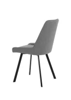 E-STYLO Sedia da pranzo in microfibra grigio scuro con gambe e struttura in metallo nero, 48cm X 60cm H. 87cm.