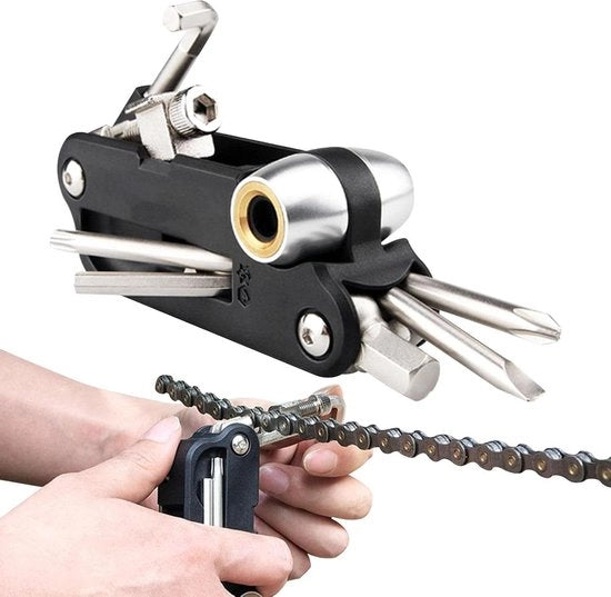 Kit di riparazione multitool per biciclette - kit di riparazione gomme portatile - chiave a lama - accessori di manutenzione per biciclette scooter mountain bike attrezzi di bicicletta zaino