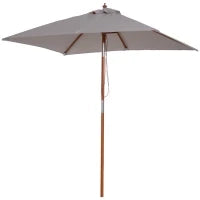 Ombrellone da Giardino Inclinabile 2x1.5 m a 6 Stecche con Palo in Legno di Abete, Grigio