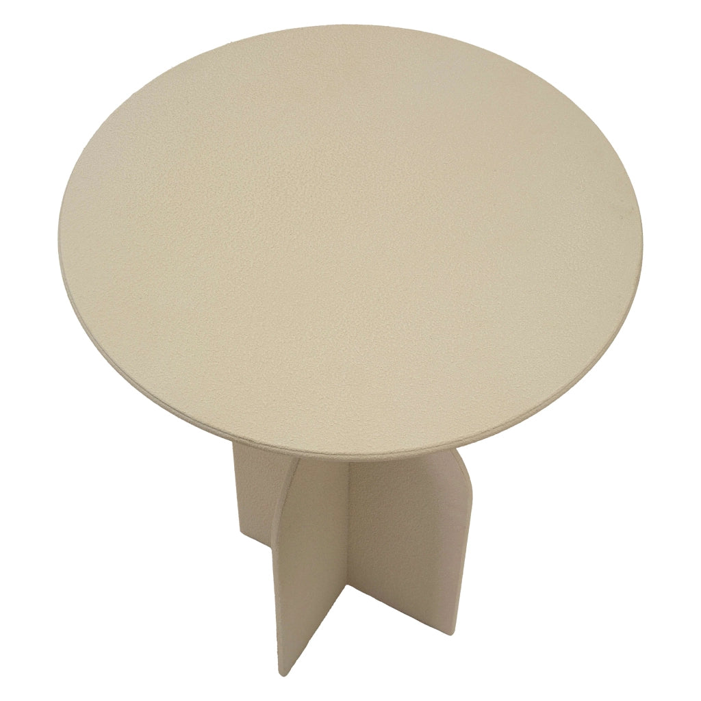 Fanotalo, Tavolino da Salotto Forma Rotondo, 45x45x58h cm Bianco Crema