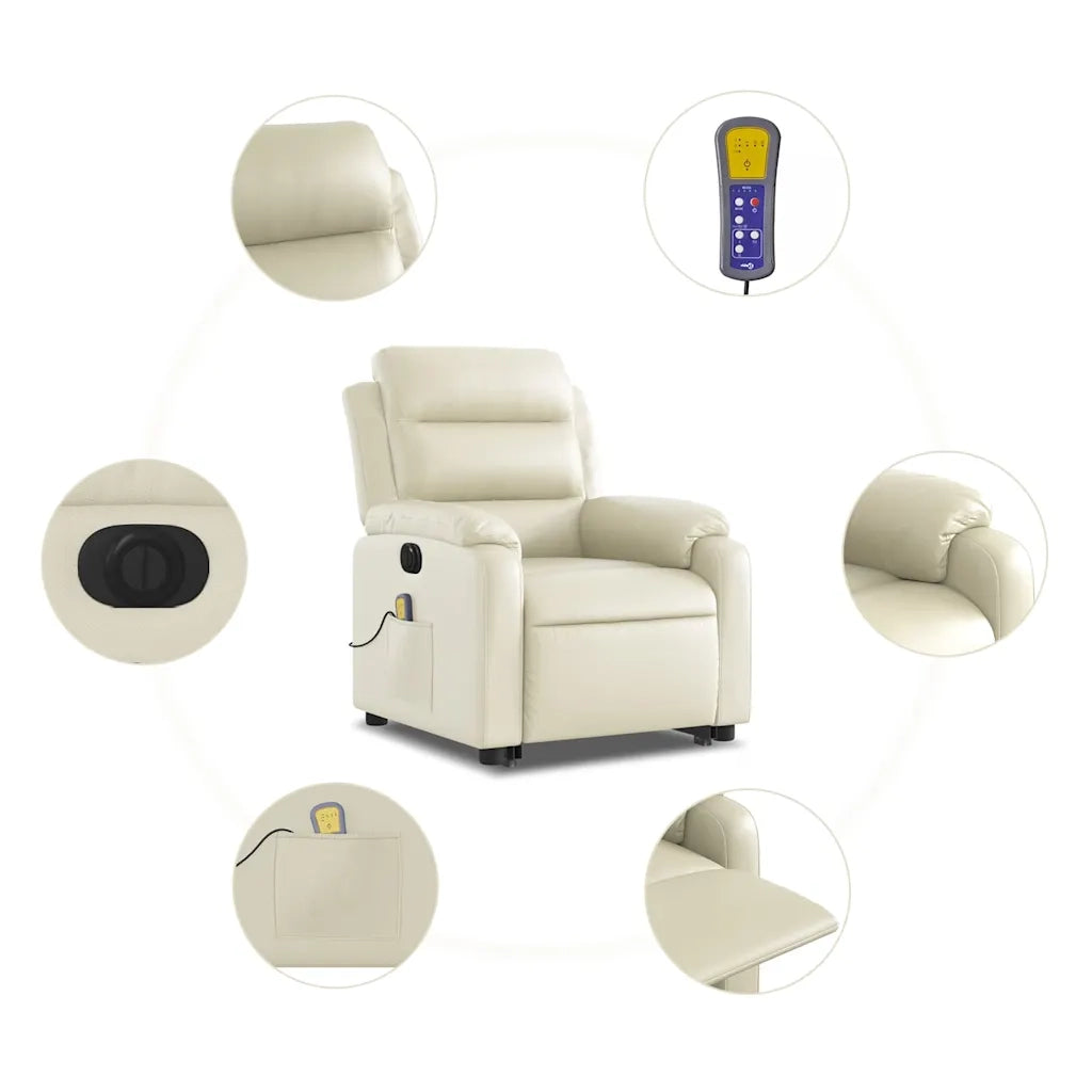 Poltrona Alzapersona Elettrica Reclinabile Crema in Similpelle 3205064