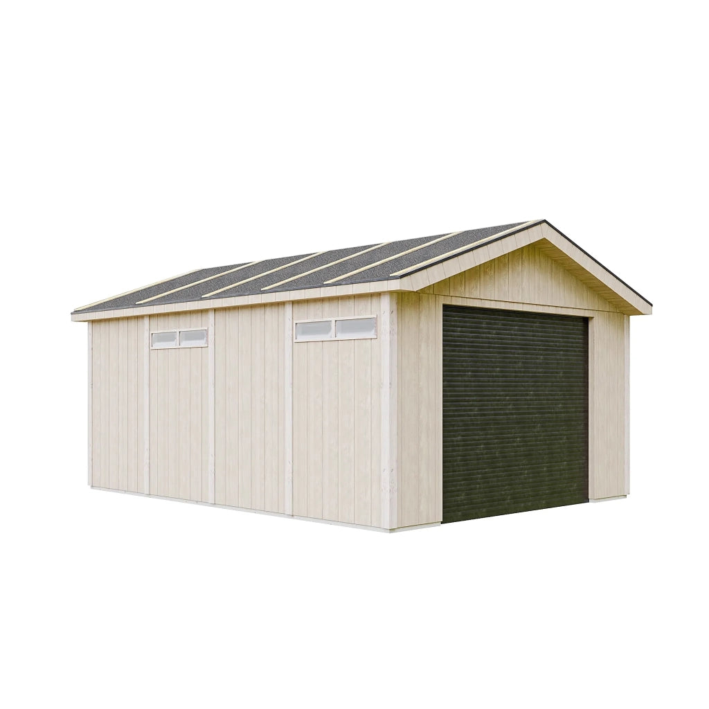 Garage di 17 m²- L378xL530 cm- Garage per auto, moto, biciclette - Costruzione con pannelli LP Smartside - Timbela M991B