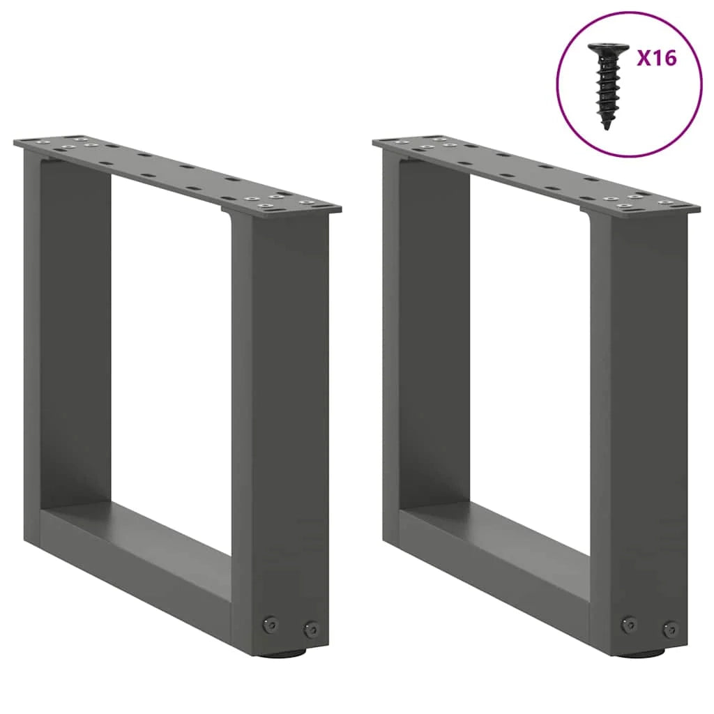 Set di 2 gambe per tavolino a forma di U 30 x 30 cm con piedini regolabili design moderno in acciaio antracite 02_0057370