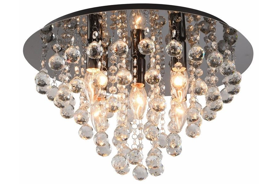 Plafoniera glamour London Crystal nera 46cm 5xE14 Reality