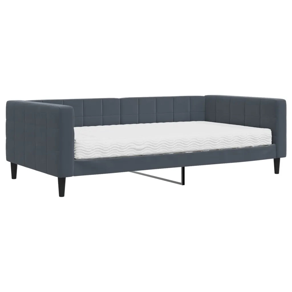 Divano letto | Sof¨¤ letto | Letto singolo con Materasso Grigio Scuro 100x200 cm in Velluto