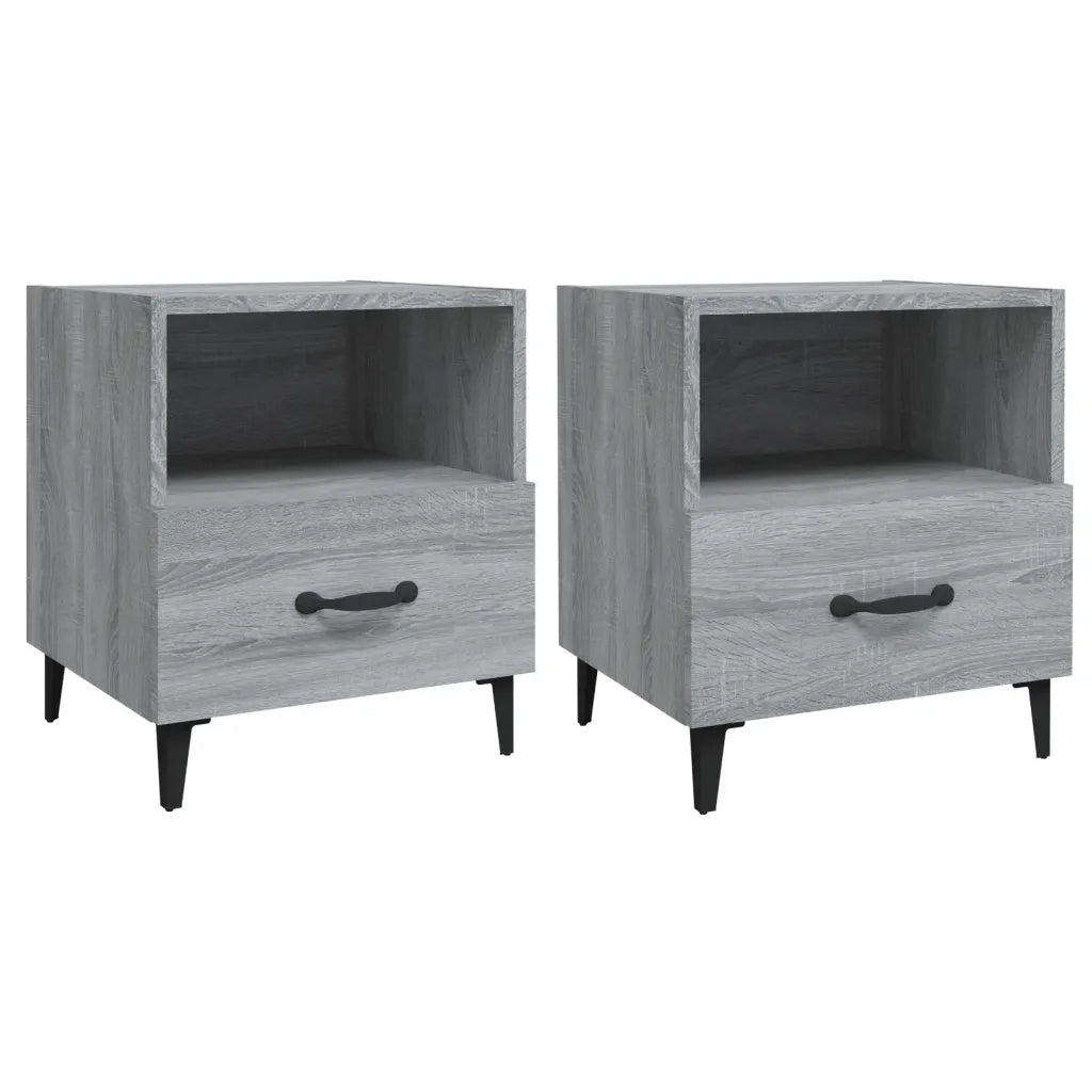 Comodini 2 pz-Set di 2 Tavolino da notte Grigio Sonoma in Legno Multistrato 813862