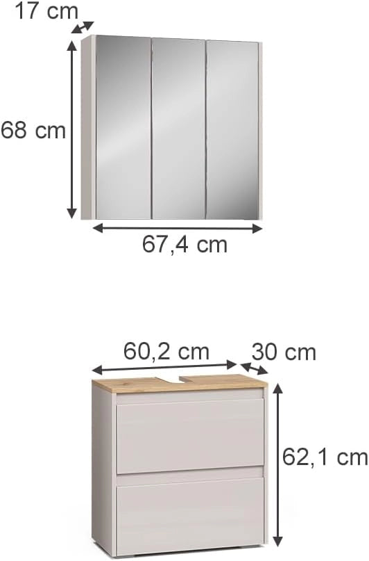 Set di mobili da bagno Majest, Antracite/Artisan, 2 parti