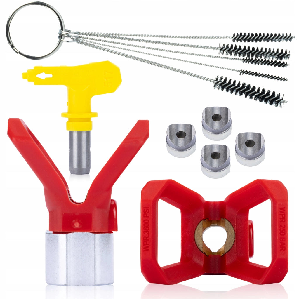 Ugello di Spruzzatura Modello 517 – Set Rosfix: 3x Guaine, 1x Protezione, 5x Spazzole | Compatibile con Graco, Titan