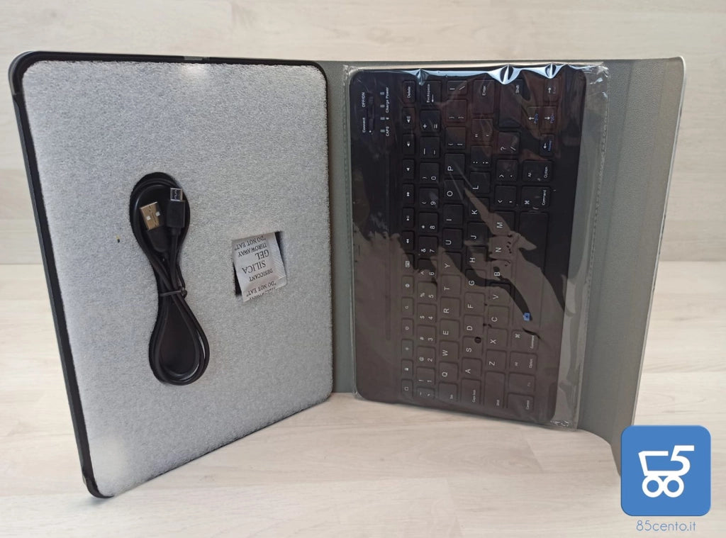 Custodia con Tastiera per iPad 10.8 2020 Effetto Marmo Layout US con Adesivi Italiani