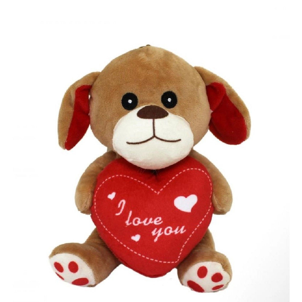 Trade Shop - Cane In Peluche Cagnolino Con Cuore I Love You 17 Cm Regalo San Valentino 68089 -