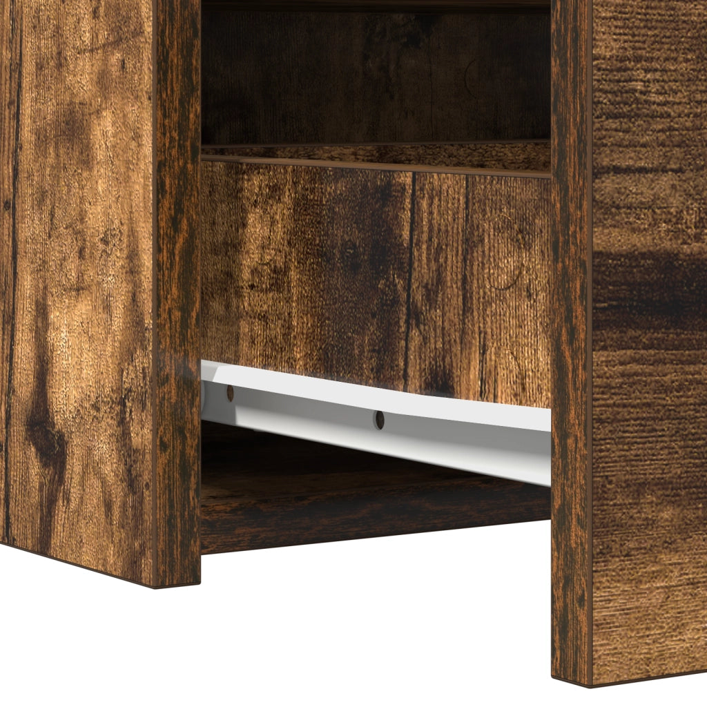 Specchio da Parete con Luci LED in Rovere Affumicato