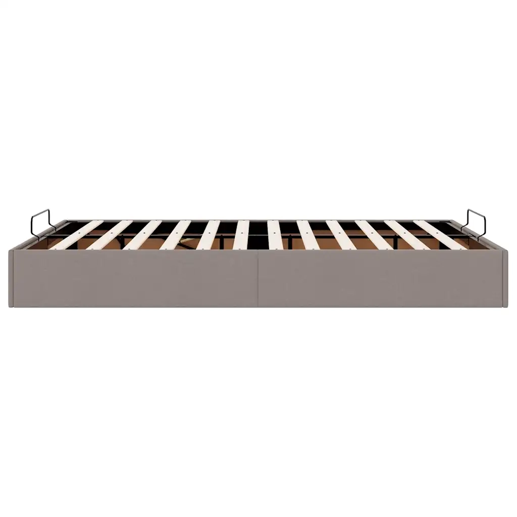 Struttura Letto Pouf senza Materasso-Giroletto con contenitore Tortora 140x200cm Tessuto