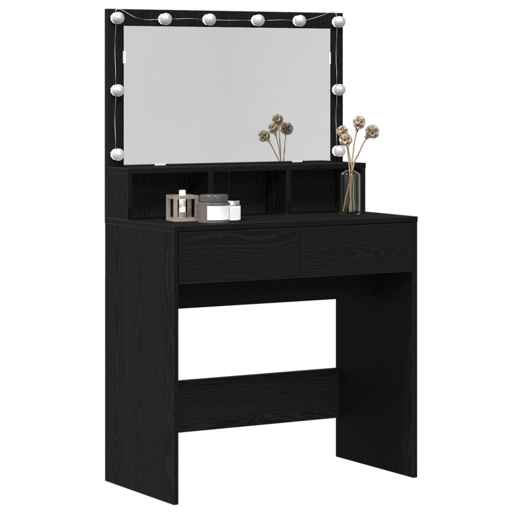 vidaXL Tavolo da Trucco con cassetto Rovere nero 80 x 41 x 134.5 cm
