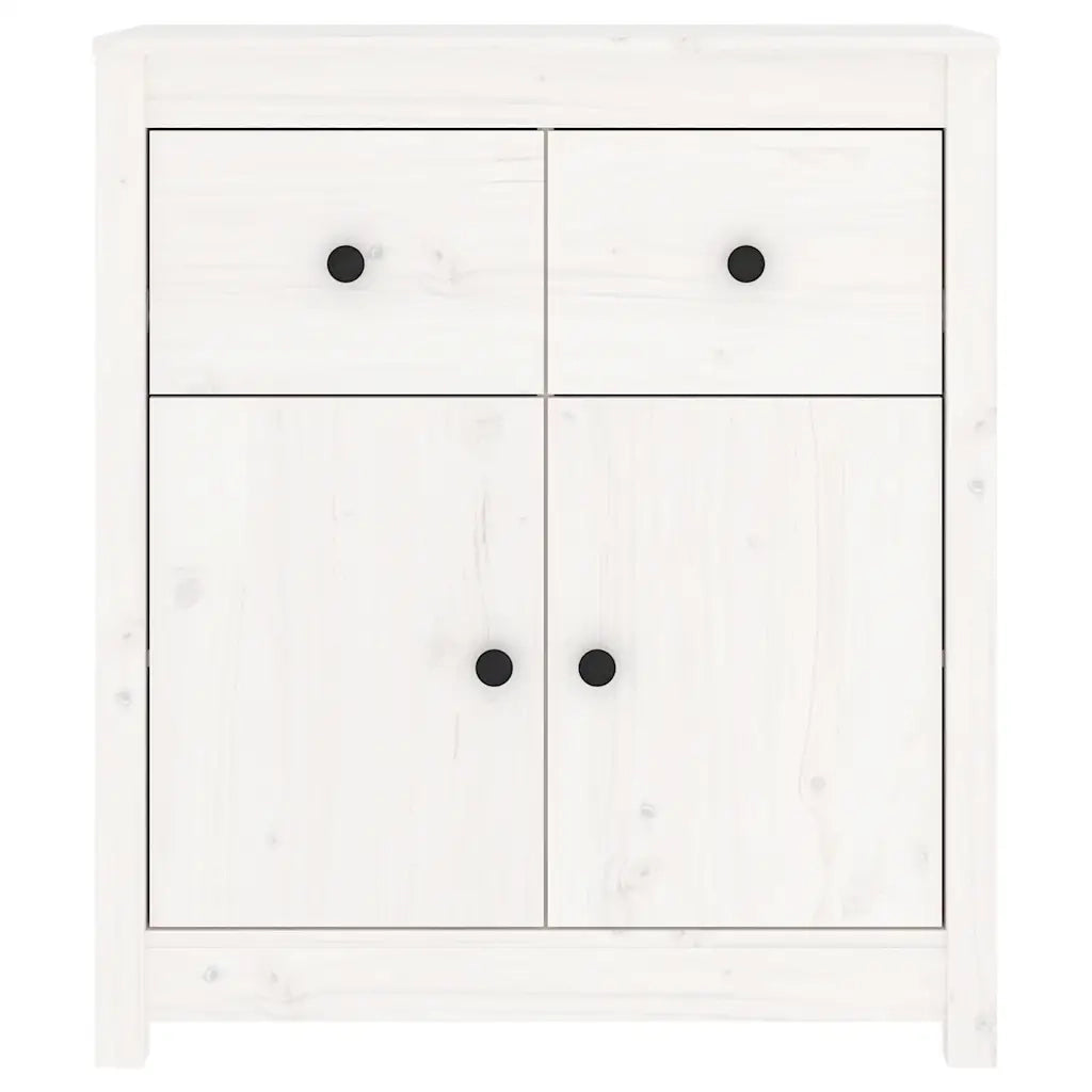 Credenza-Buffet-Armadio da cucina Bianca 70x35x80 cm in Legno Massello di Pino