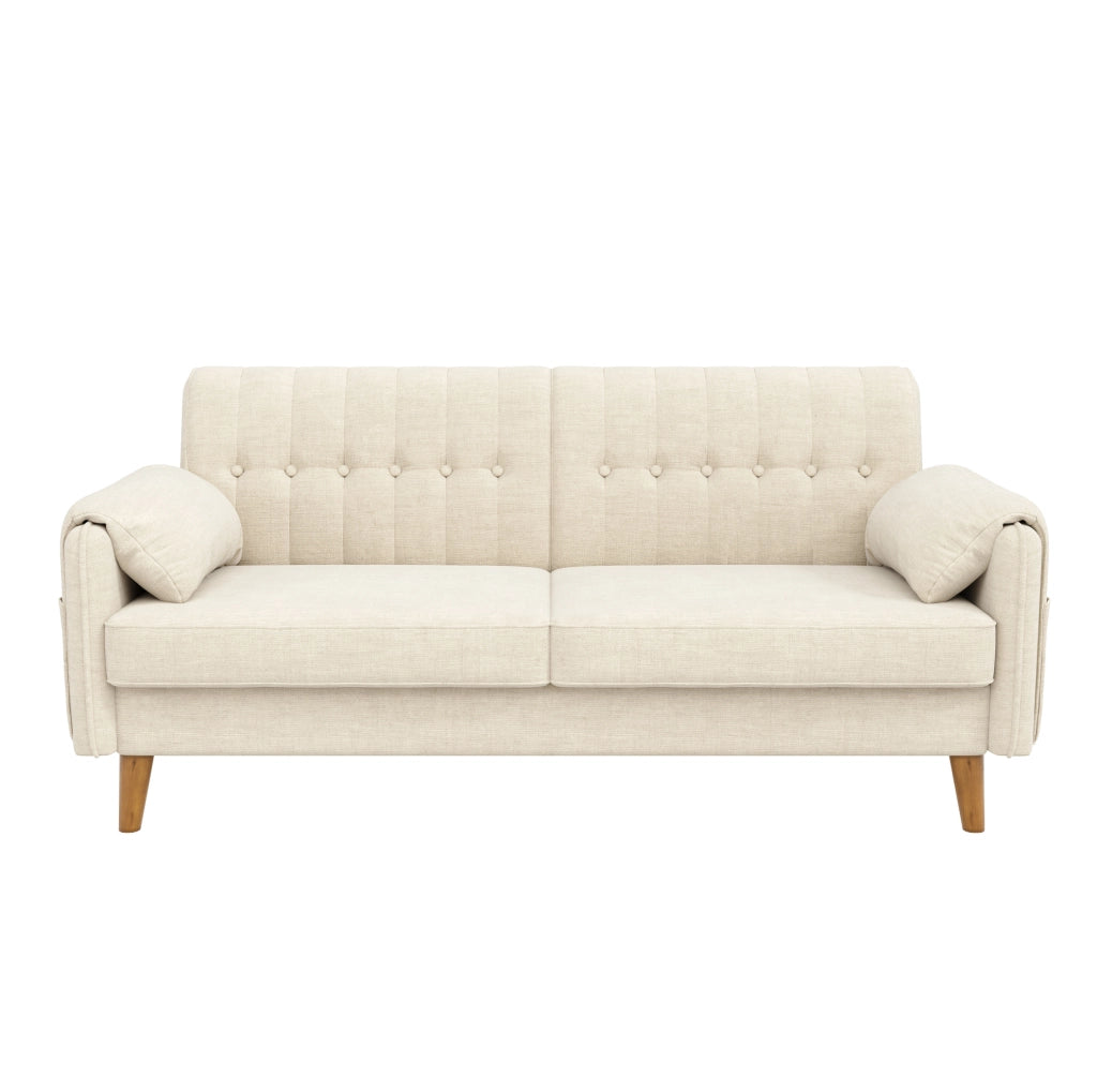 Divano a 2 posti in chenille beige 161;5 x 79 x 83;5 cm con struttura in ferro