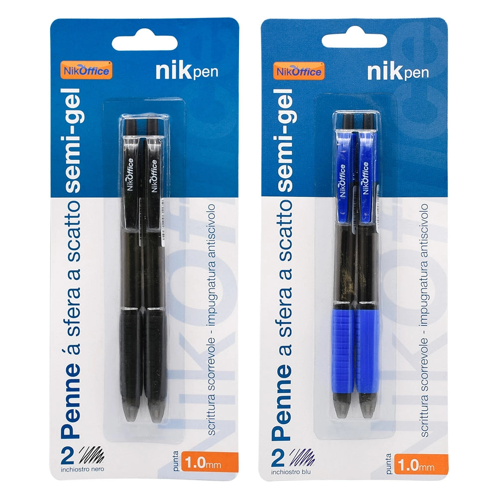 PENNA A SCATTO CON CLIP inchiostro blu - 2 pezzi- 12 blister  - BricoGo