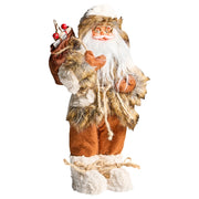Figurina decorativa in tessuto marrone e bianco e materiale sintetico Babbo Natale Figura di Natale Ornamento di Natale