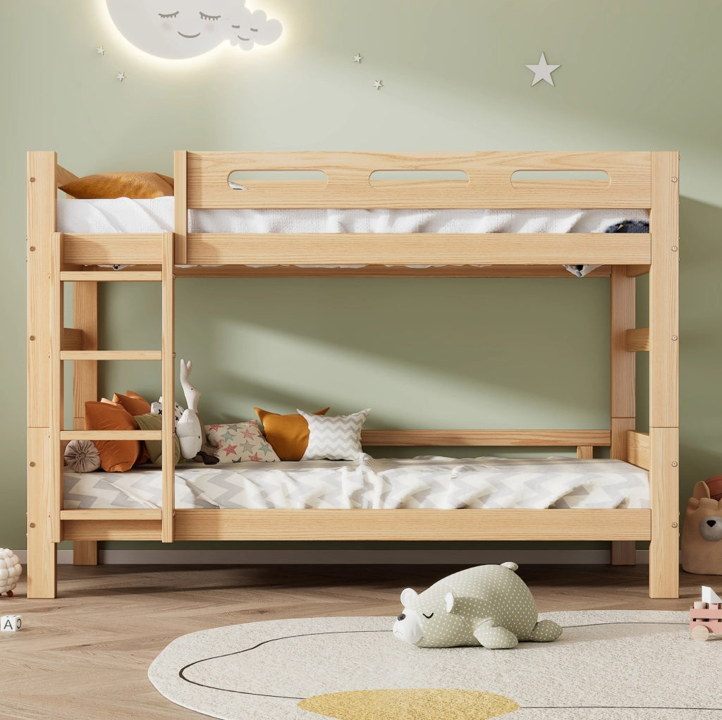 Letto a castello per bambini e ragazzi trasformabile in 2 letti singoli 90x200 cm; naturale