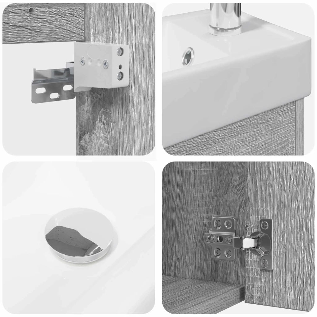 Mobile bagno con rubinetto Sonoma grigio 40,5 x 22,5 x 62 cm