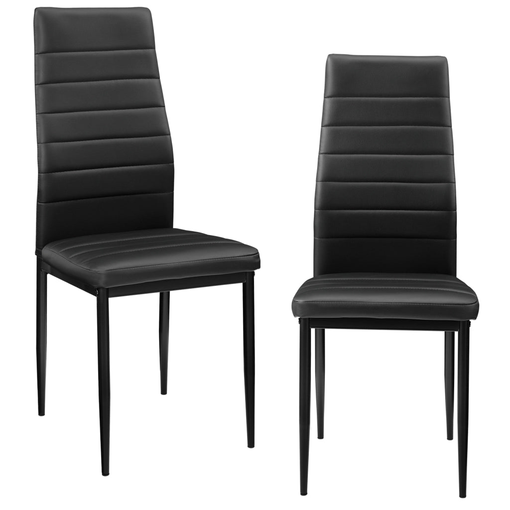 Set di 2 Sedie da Sala Pranzo Rivestimento in Similpelle Nero [en.casa]