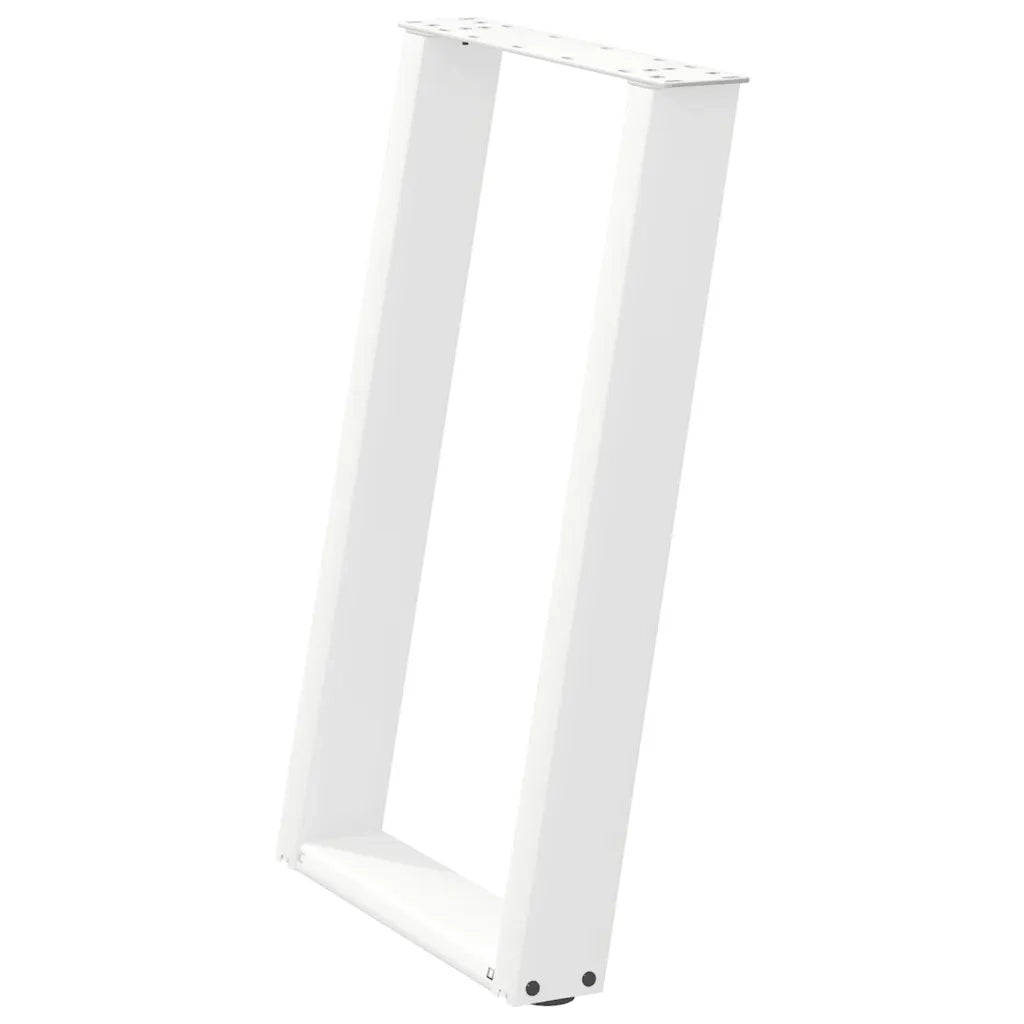 Gambe per tavolo da pranzo a forma di U 2 pz bianche 60x(72-73) cm in acciaio