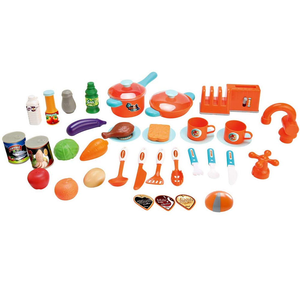 Cucina Giocattolo Bambini con Luci e Suoni 34 Accessori Gioco 87x78x29cm Azzurro