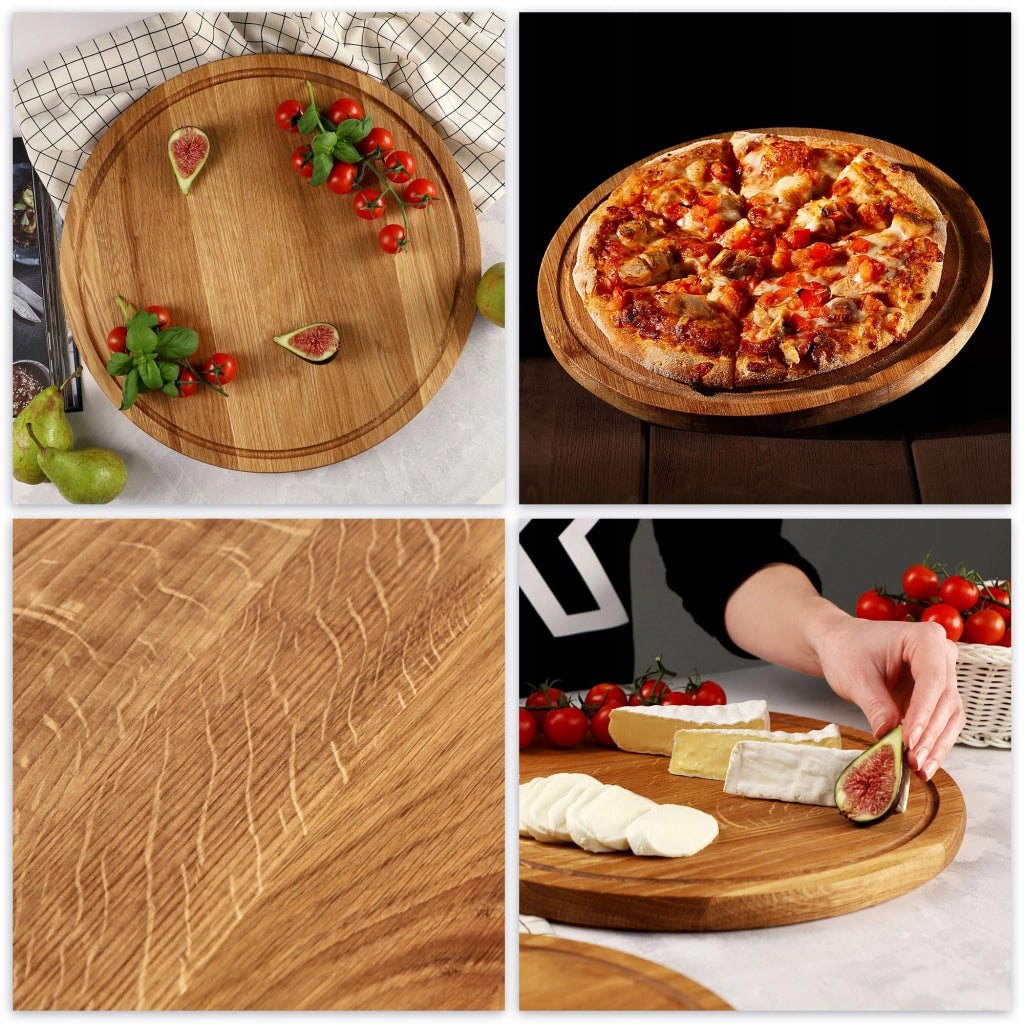 Vassoio da portata KADAX per snack, formaggi, pizze, piatto in legno, rotondo, 40 cm