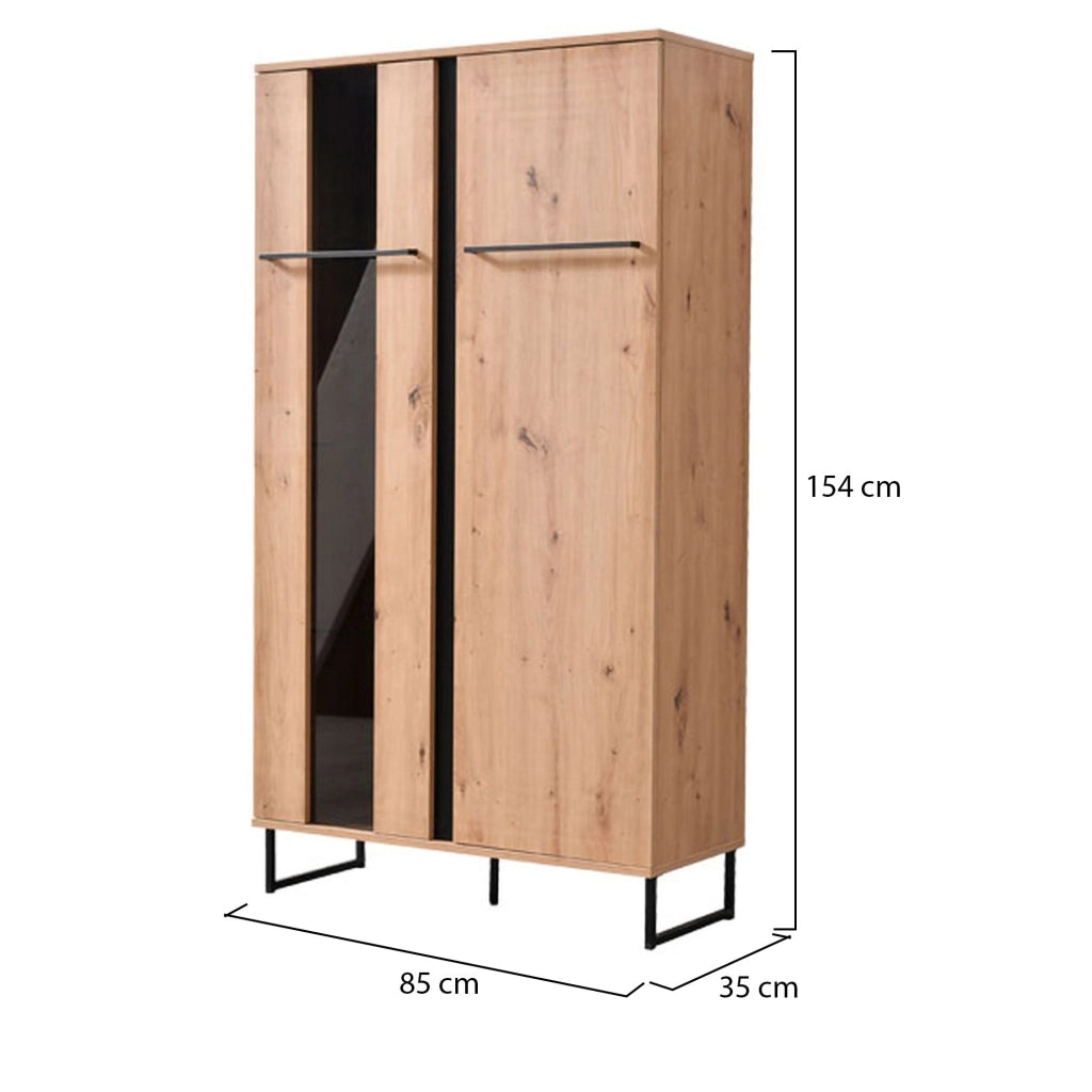 Mobile Espositore Mentana, Vetrina 6 Ripiani, 84.5x35x153.5h cm Marrone Rovere Nodi