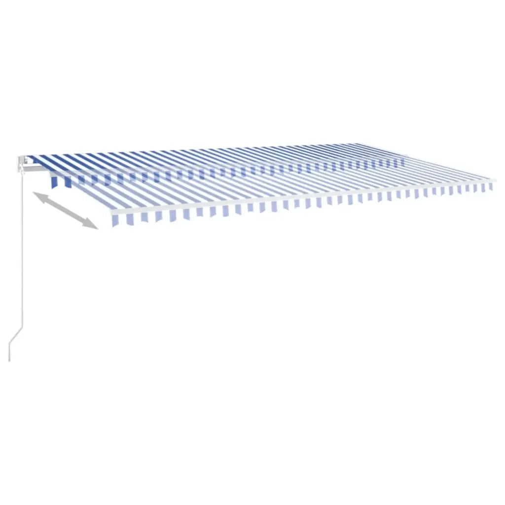 Tenda da Sole Retrattile Manuale con LED 600x350 cm Blu Bianco 3069041