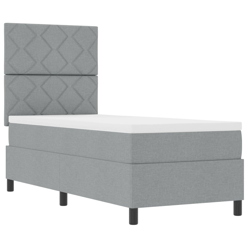 Letto con Box Spring e Materasso & Luce LED Grigio Chiaro 80x200 cm in Tessuto
