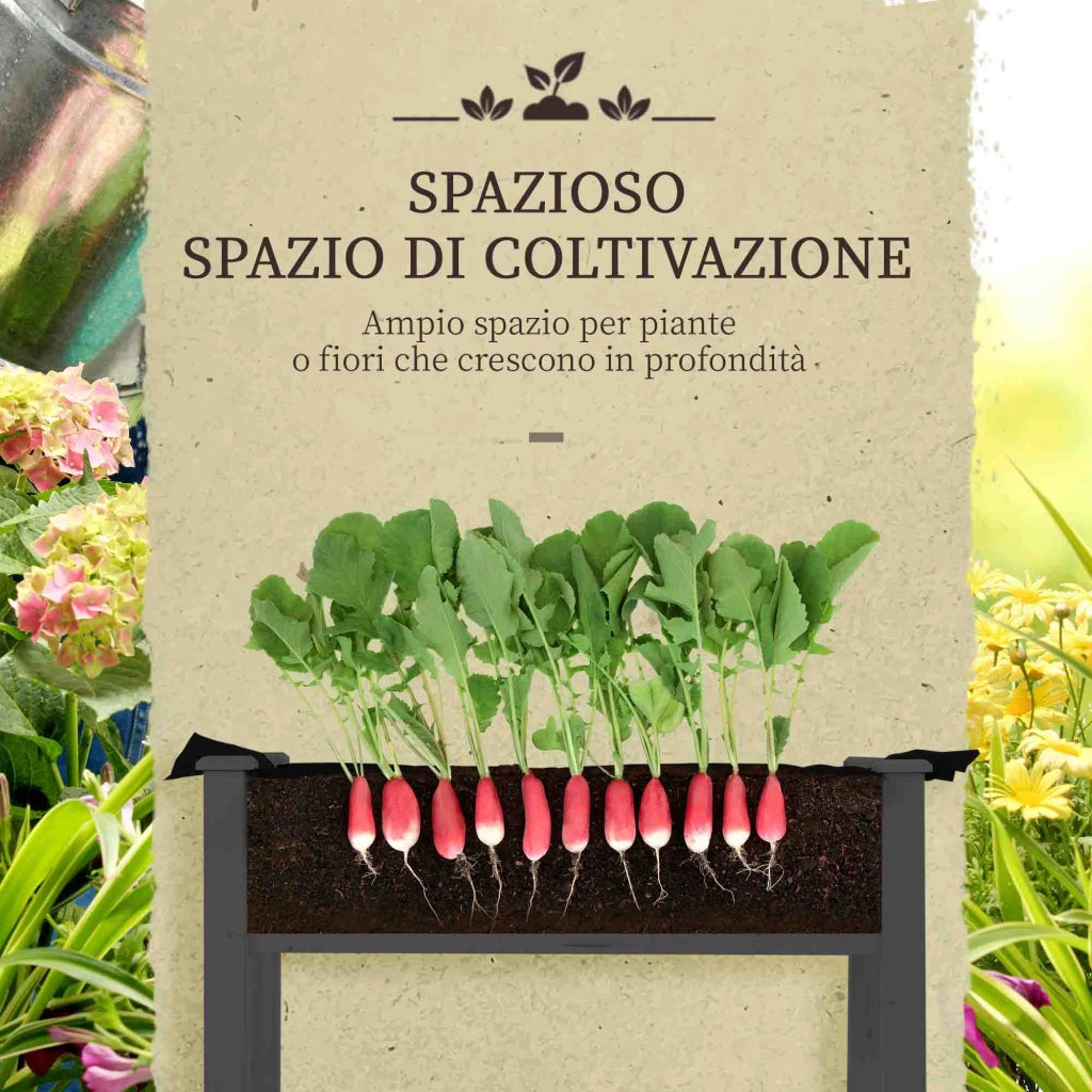 Letto da Giardino con Serra ¨C Zephmum ¨C Legno e PE Grigio Scuro 121x55x117 cm
