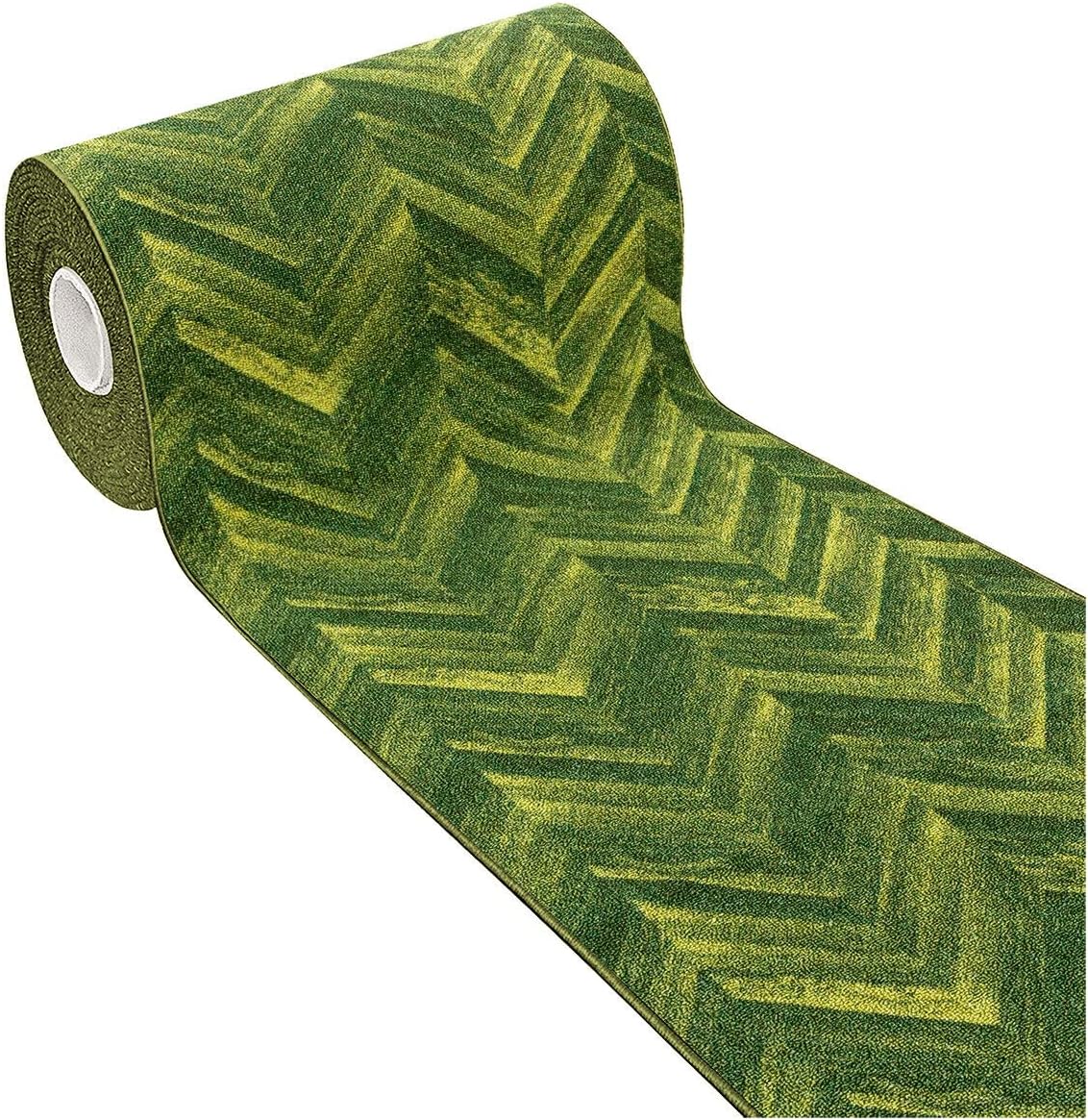 Tappeto Cucina Tessitura Piatta Effetto Parquet Antiscivolo Corridoio Bagno Verde 57x140 cm