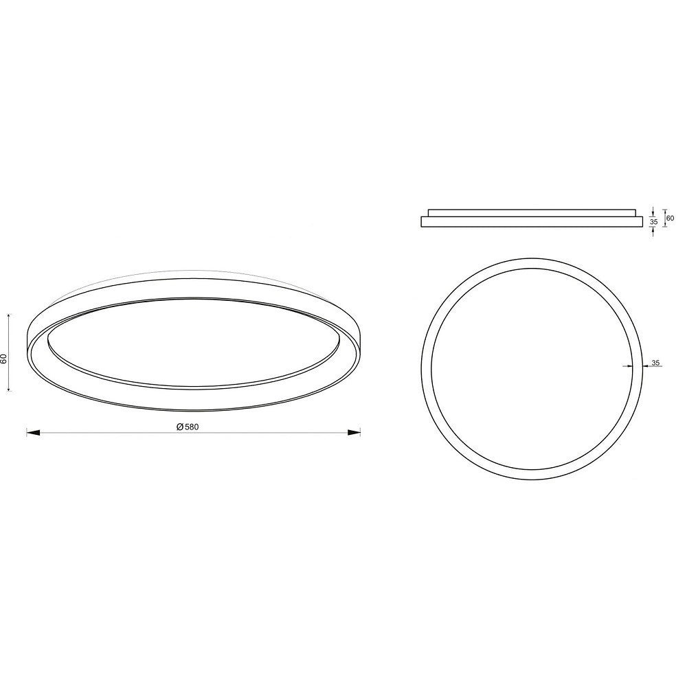 Trade Shop - Plafoniera Moderna Tonda Led Cct 42w 3000k 4000k Luce Soffitto Lampada Muro 58cm -
