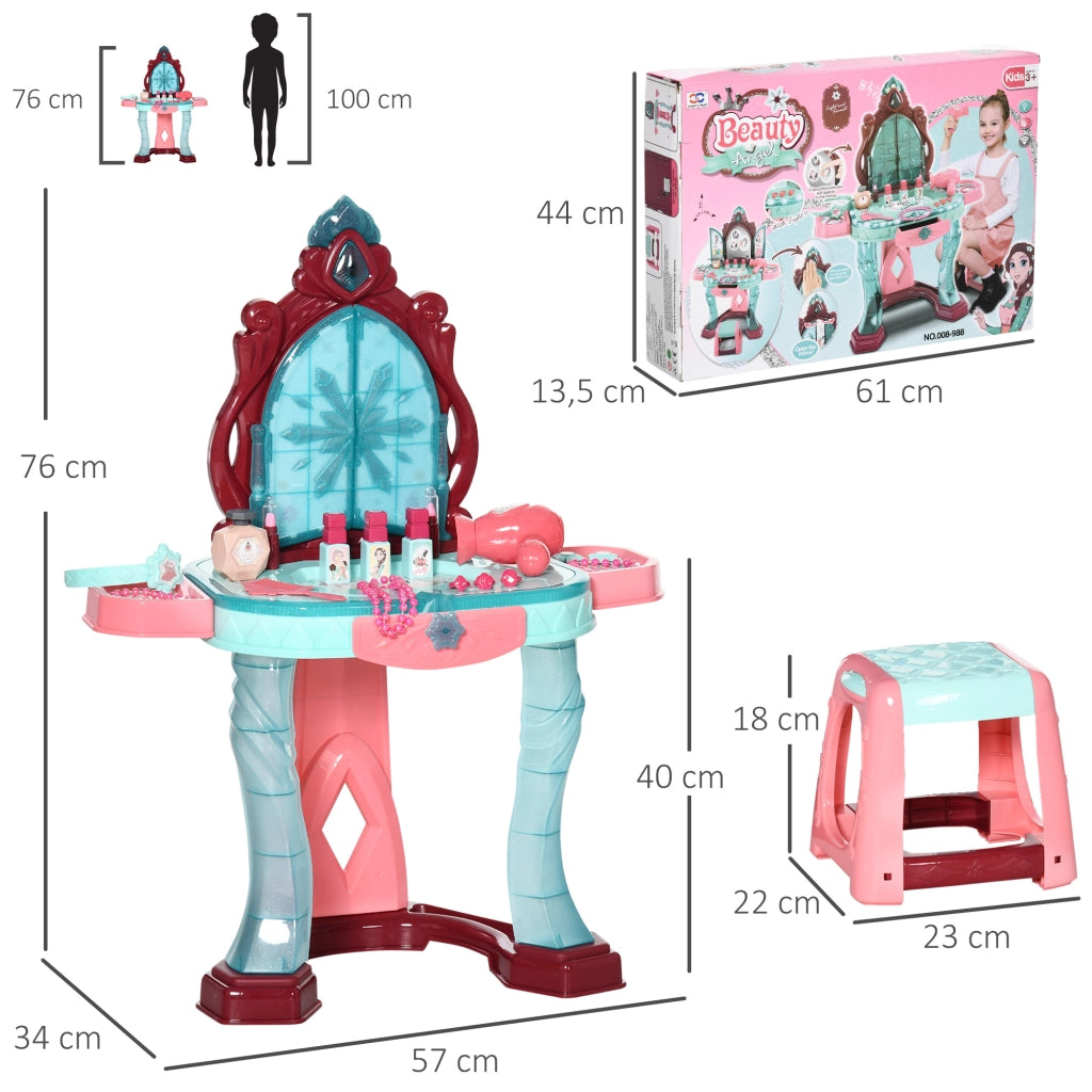 Tocador de Maquillaje con Specchio, Luce e Musica per Bambini ¨C zephmum ¨C 57x34x76 cm Multicolor