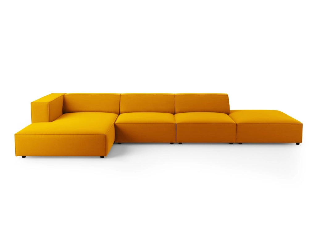 Cosmopolitan Design - Divano angolare sinistro "Arendal" 5 posti in velluto giallo 