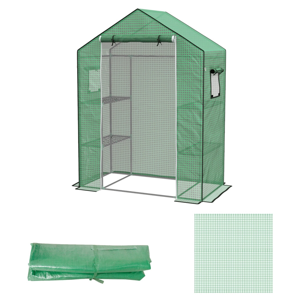 Serra da giardino con finestra e porta ¨C zephmum ¨C Verde 140x73x190 cm