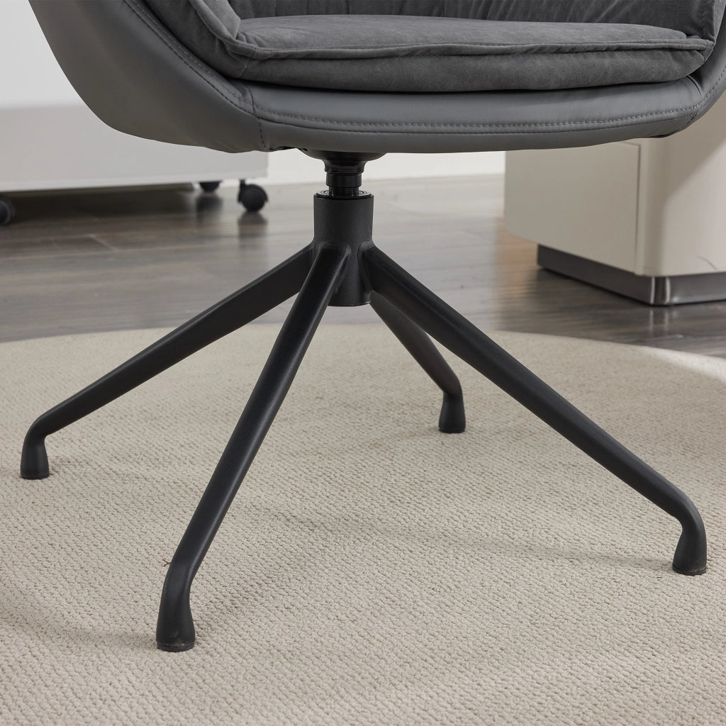 Sedia da ufficio girevole in similpelle con seduta ampia schienale ergonomico e ritorno automatico base metallica grigio