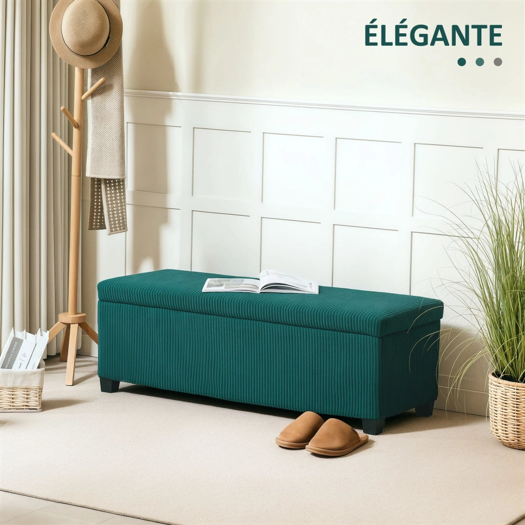 Pouf contenitore con coperchio in velluto ¨C zephmum ¨C verde 112x42x40 cm