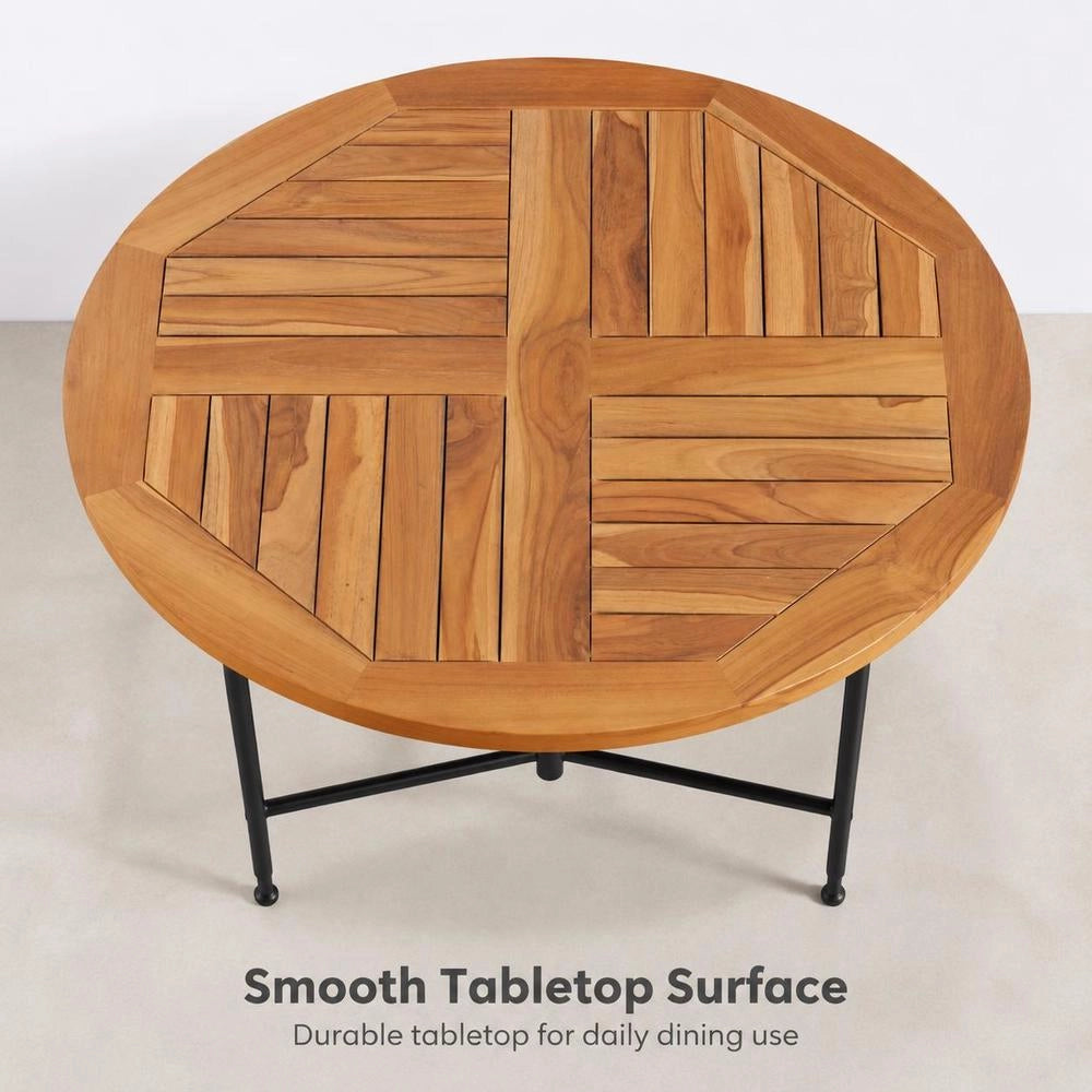 Tabletop Solid Teak Wood, Round, 2.5 Cm Thick, 80 Cm Diameter
