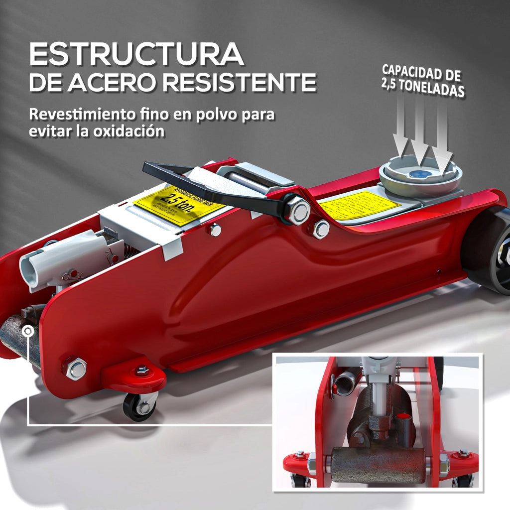 Cricco Idraulico 2,5T per Auto e SUV ¨C Zephmum ¨C Rosso, 80-380 mm