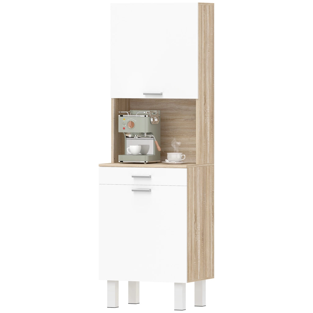 Mobile Cucina Alto con 2 Ante e Cassetto ¨C Xylo ¨C Bianco e Legno Naturale 55x40x174cm