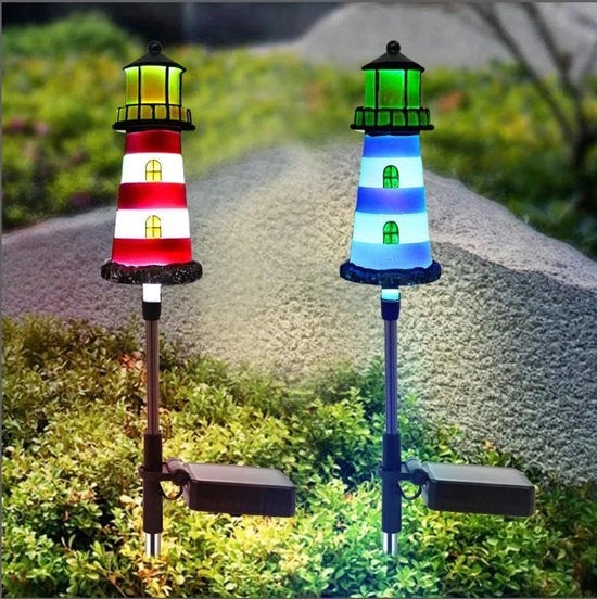 Set di lampade esterne a due pezzi - Lampada solare per giardino (blu + rosso)